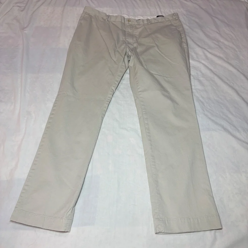 Polo Ralph Lauren Mens Stretch Slim Fit Chino Pants Tan Khaki 40x32 Flat Front‎